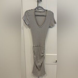 Monrow Striped Ruched Mini Dress. Size S